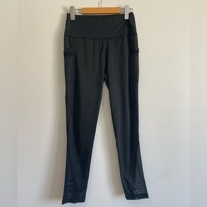 Black  Contrast Mesh Sports Leggings w Phone Pockets